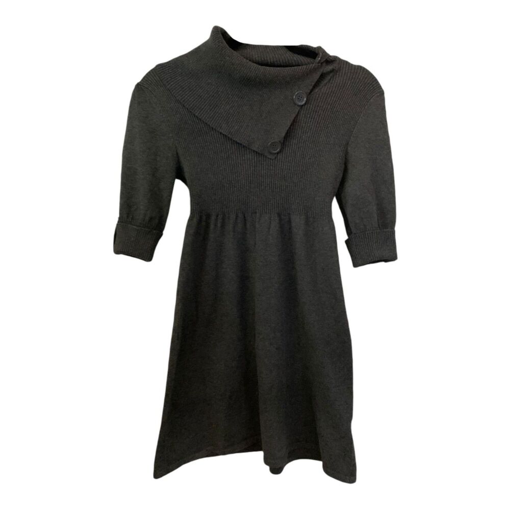 TAKEOUT grey ribbed cotton cowl neck cute sweater dress MEDIUM